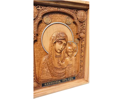 Різьблена ікона «Божої Матері Казаньска»