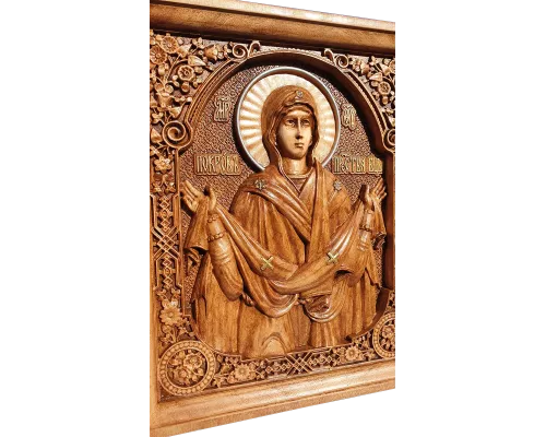 Різьблена ікона «Покрова Пресвятої Богородиці»